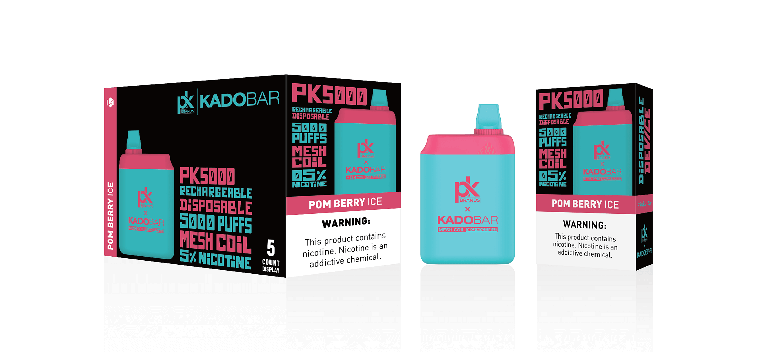 PK Brands X Kadobar PK5000 Disposable | 5% Nicotine | 5000 Puffs | 5 Count Display | Pomo Berry Ice