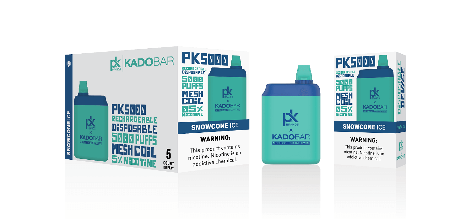 PK Brands X Kadobar PK5000 Disposable | 5% Nicotine | 5000 Puffs | 5 Count Display | Snowcone Ice