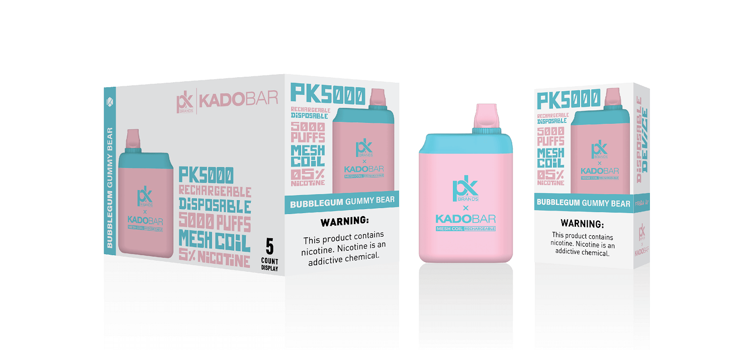 PK Brands X Kadobar PK5000 Disposable | 5% Nicotine | 5000 Puffs | 5 Count Display | Bubblegum Gummy Bear