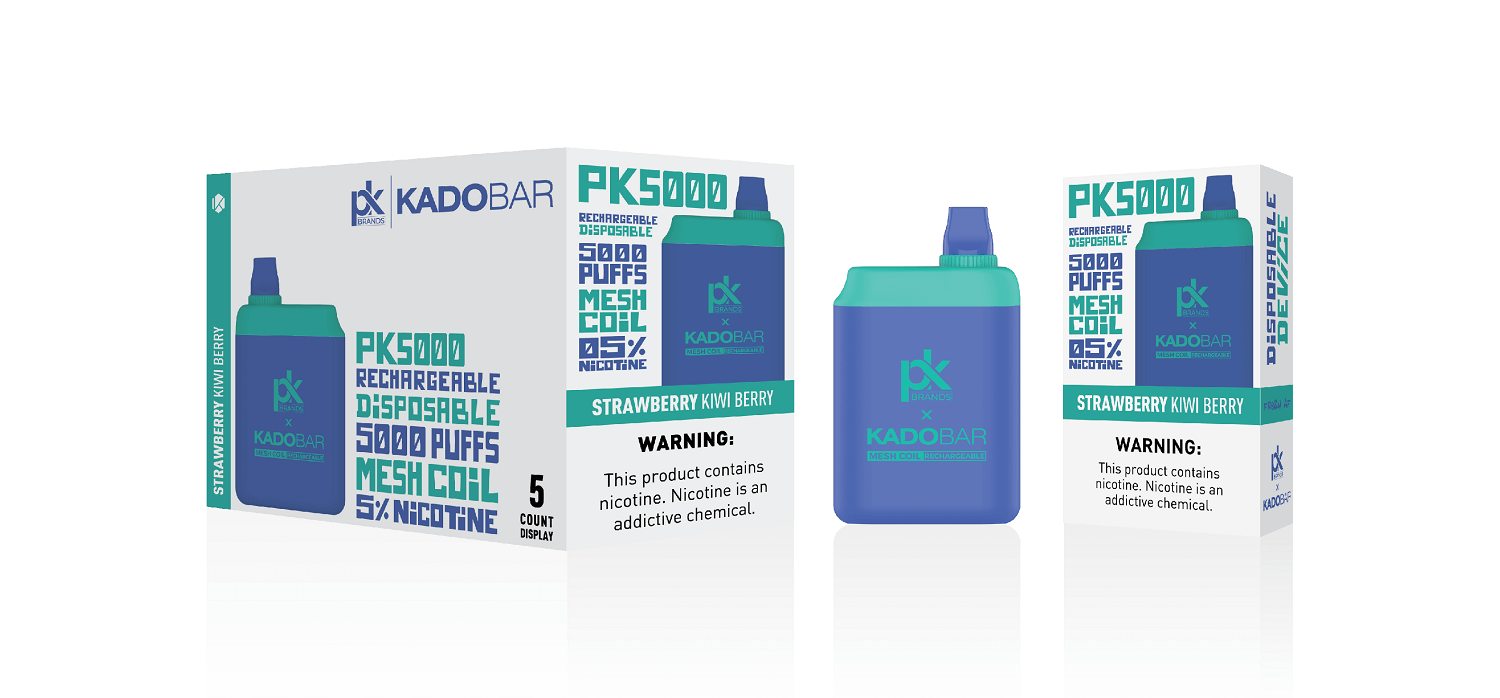 PK Brands X Kadobar PK5000 Disposable | 5% Nicotine | 5000 Puffs | 5 Count Display | Strawberry Kiwi Berry