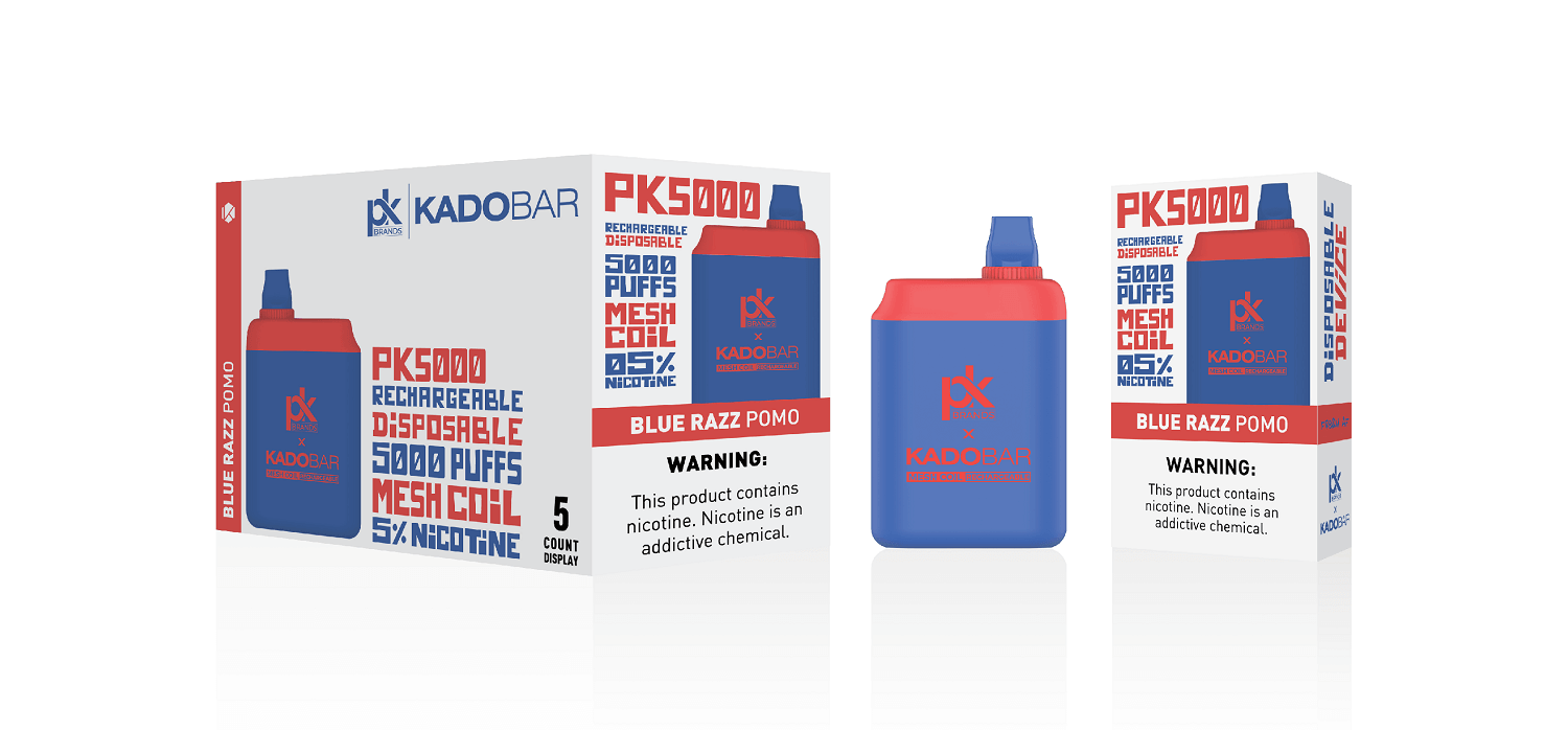 PK Brands X Kadobar PK5000 Disposable | 5% Nicotine | 5000 Puffs | 5 Count Display | Blue Razz Pomo