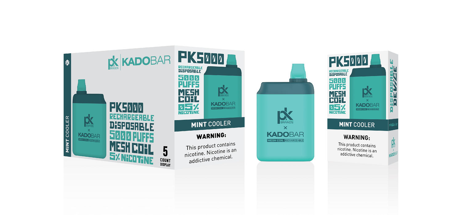 PK Brands X Kadobar PK5000 Disposable | 5% Nicotine | 5000 Puffs | 5 Count Display | Mint Cooler