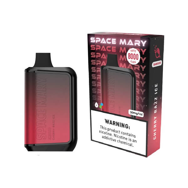 Space Mary SM8000 Rechargeable Disposable | 8000 Puffs | 5% Nicotine | 10 Count Display | Cherry Razz Ice