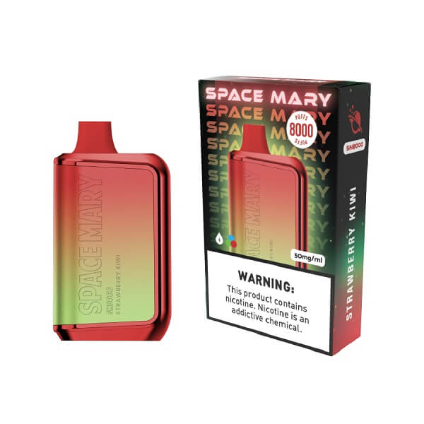 Space Mary SM8000 Rechargeable Disposable | 8000 Puffs | 5% Nicotine | 10 Count Display | Strawberry Kiwi