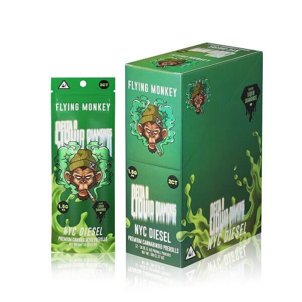 Flying Monkey Liquid Diamonds Infused Pre-rolls | 2 x 1.5g | 12 Count Display