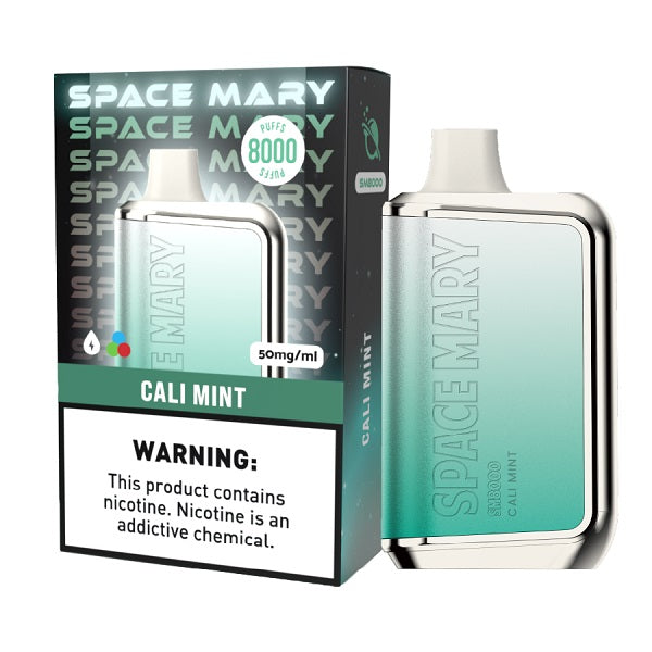 Space Mary SM8000 Rechargeable Disposable | 8000 Puffs | 5% Nicotine | 10 Count Display | Cali Mint