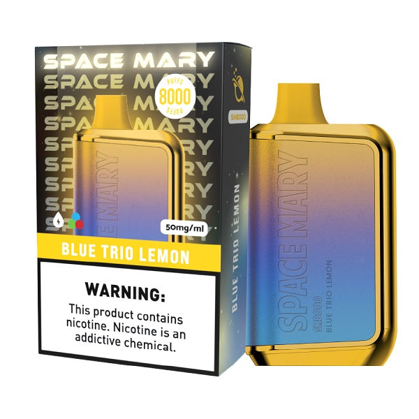 Space Mary SM8000 Rechargeable Disposable | 8000 Puffs | 5% Nicotine | 10 Count Display | Blue Trio Lemon