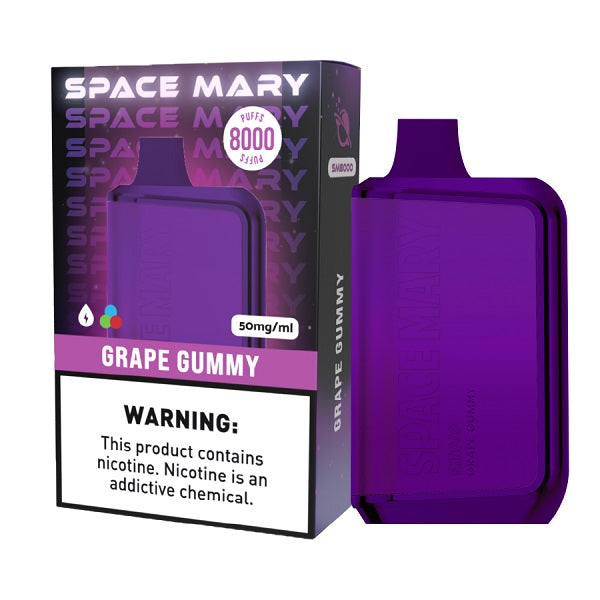 Space Mary SM8000 Rechargeable Disposable | 8000 Puffs | 5% Nicotine | 10 Count Display | Grape Gummy